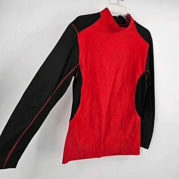 Layer 8 Performance Quick Dry Base Layer LS Red/Black Mock Neck Shirt Sz XL - Picture 3 of 4